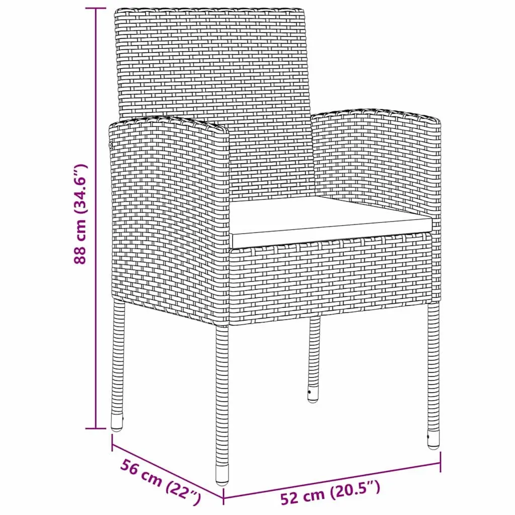 5 Piece Outdoor Dining Set Poly Rattan Steel Frame Tempered Glass Top Black