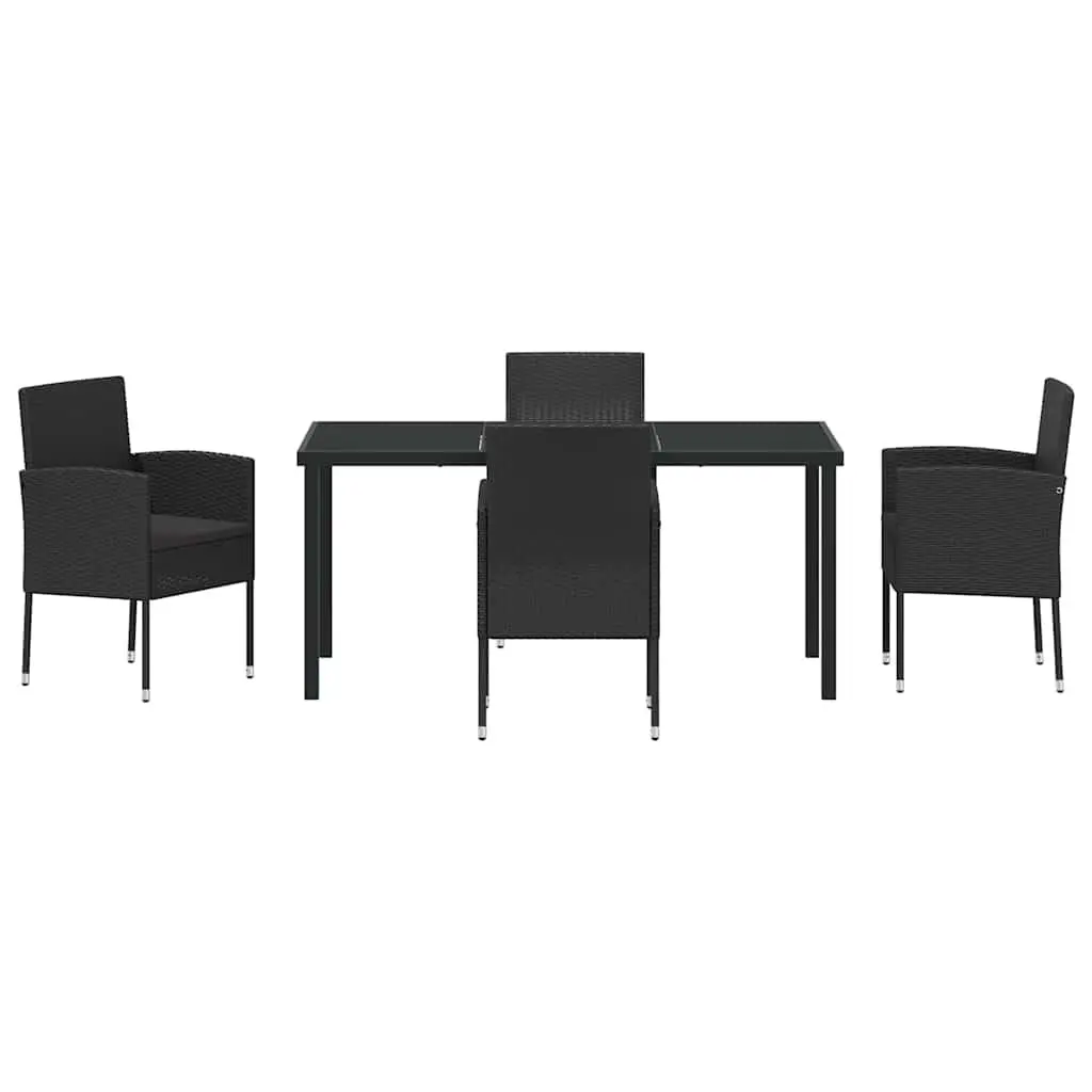 5 Piece Garden Dining Set with Black Poly Rattan