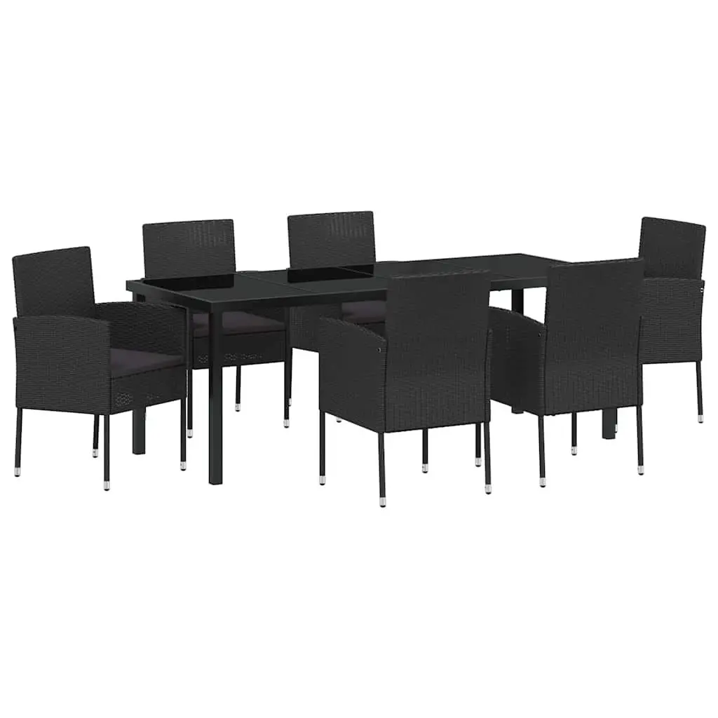 7-Piece Outdoor Dining Set with Black Poly Rattan
