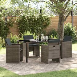 Durable 5 Piece Grey Poly Rattan Garden Dining Set