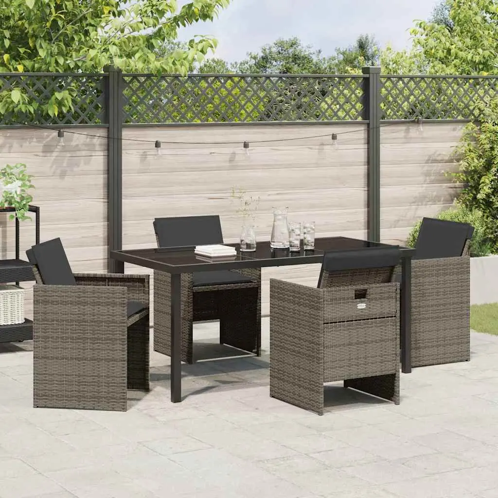5 Piece Grey Poly Rattan Garden Dining Set