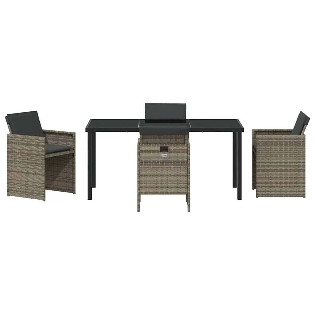 5 Piece Grey Poly Rattan Garden Dining Set