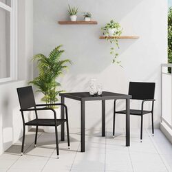 Stylish Black Poly Rattan Garden Dining Set 3 Pcs