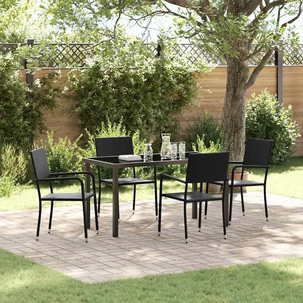 Black 5-Piece Outdoor Garden Dining Set