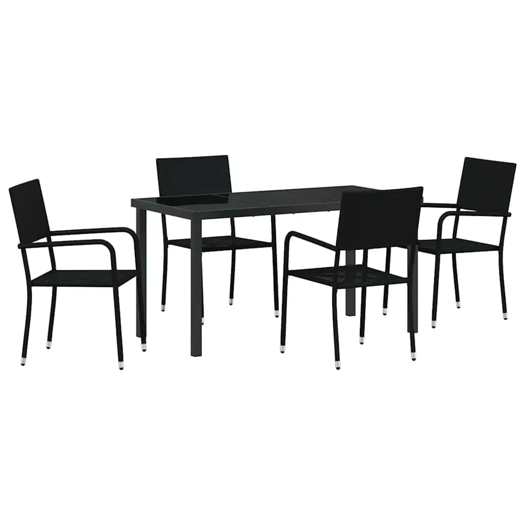 Black 5-Piece Outdoor Garden Dining Set