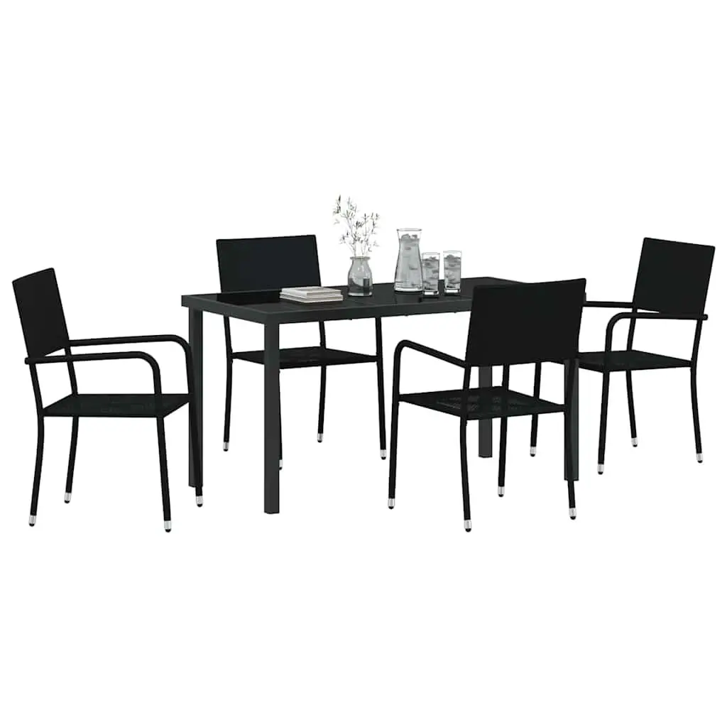 Black 5-Piece Outdoor Garden Dining Set