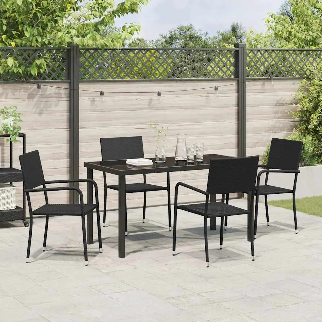 Black 5-Piece Outdoor Garden Dining Set