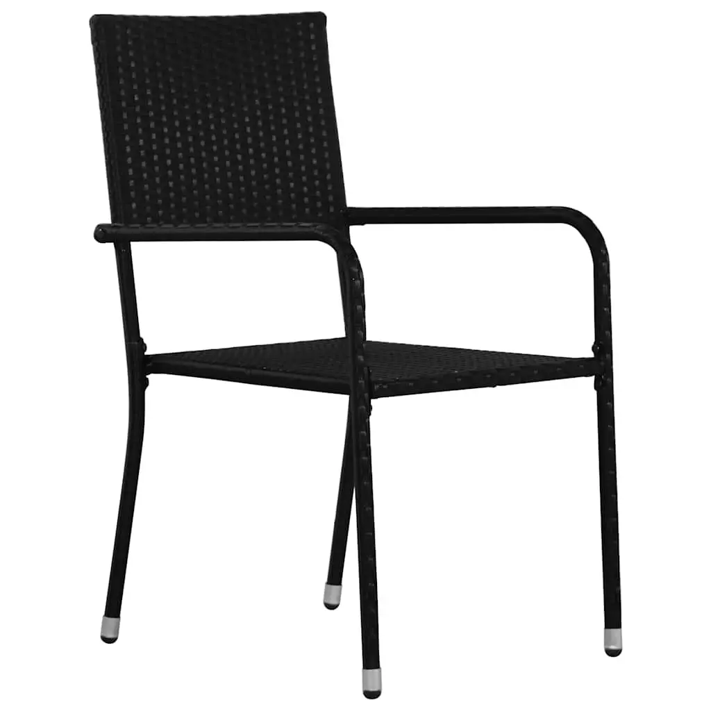 5-Piece Black Poly Rattan Garden Dining Set