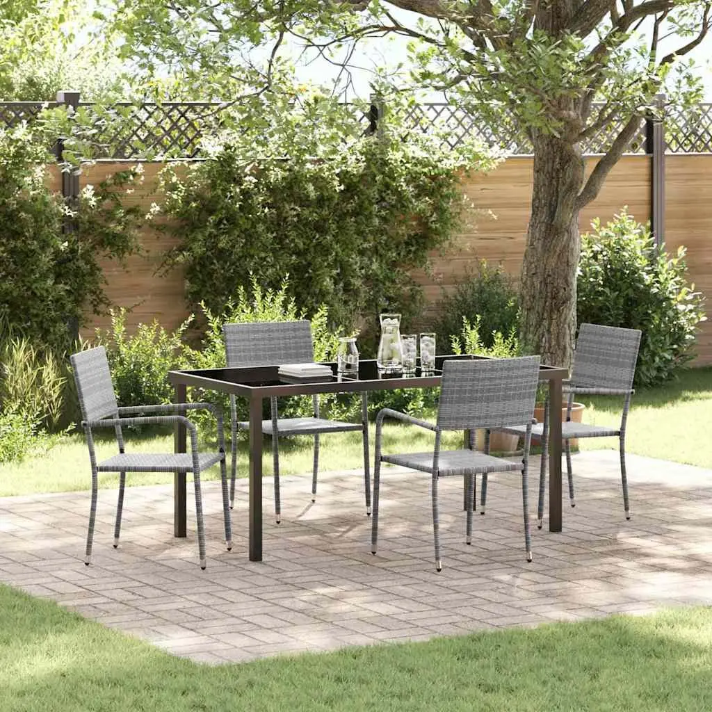 5-Piece Grey Outdoor Dining Set with Durable Poly Rattan