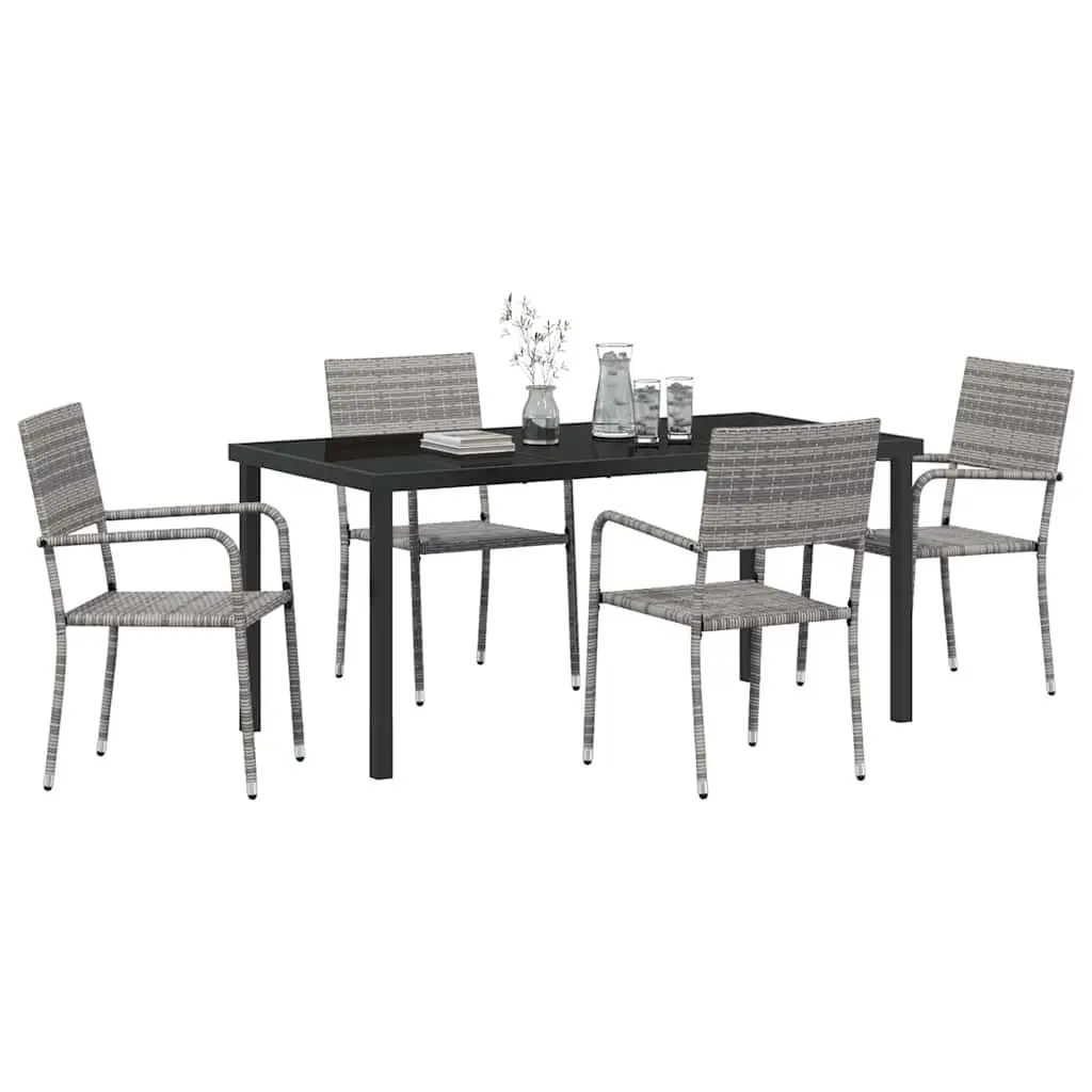 5-Piece Grey Outdoor Dining Set with Durable Poly Rattan