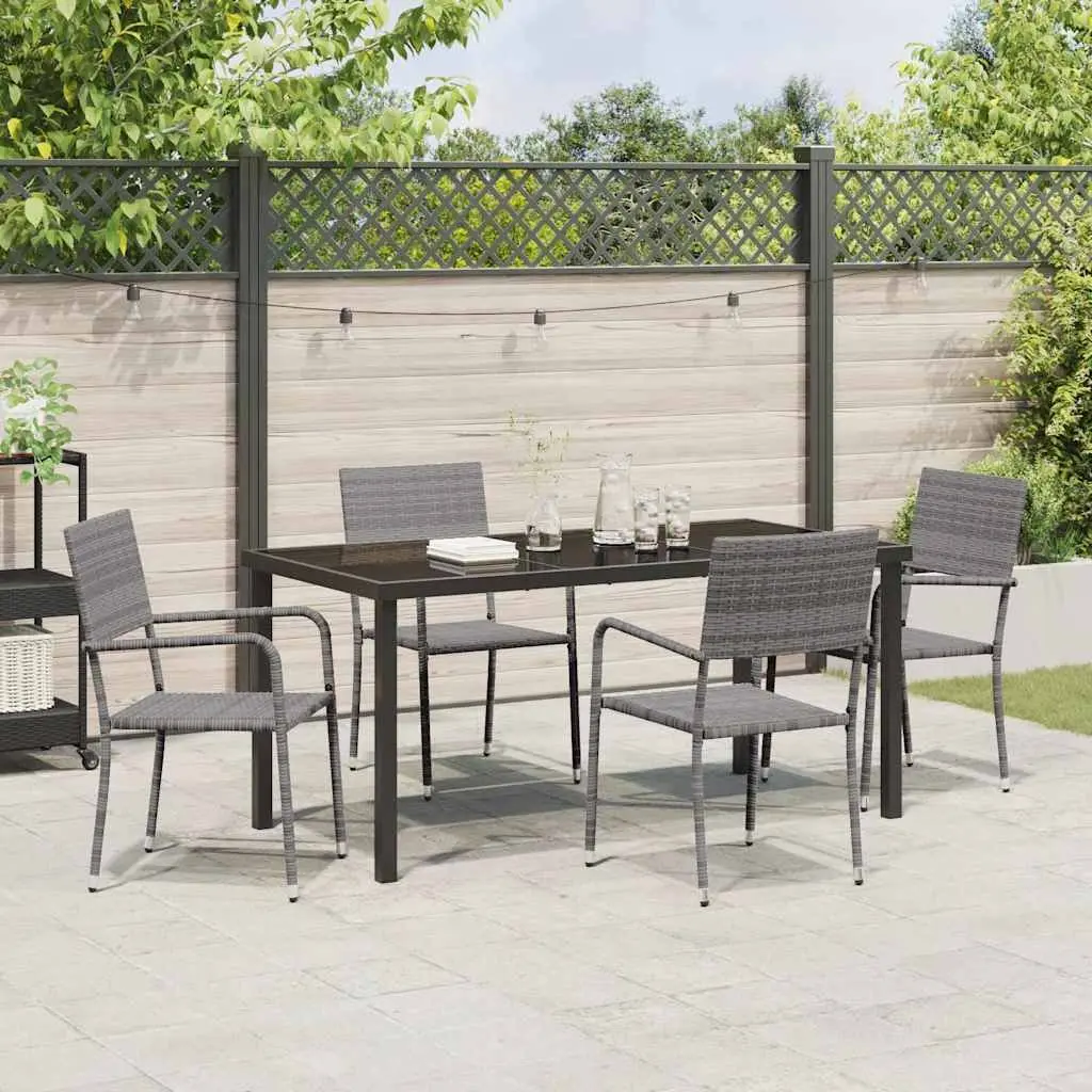 5-Piece Grey Outdoor Dining Set with Durable Poly Rattan