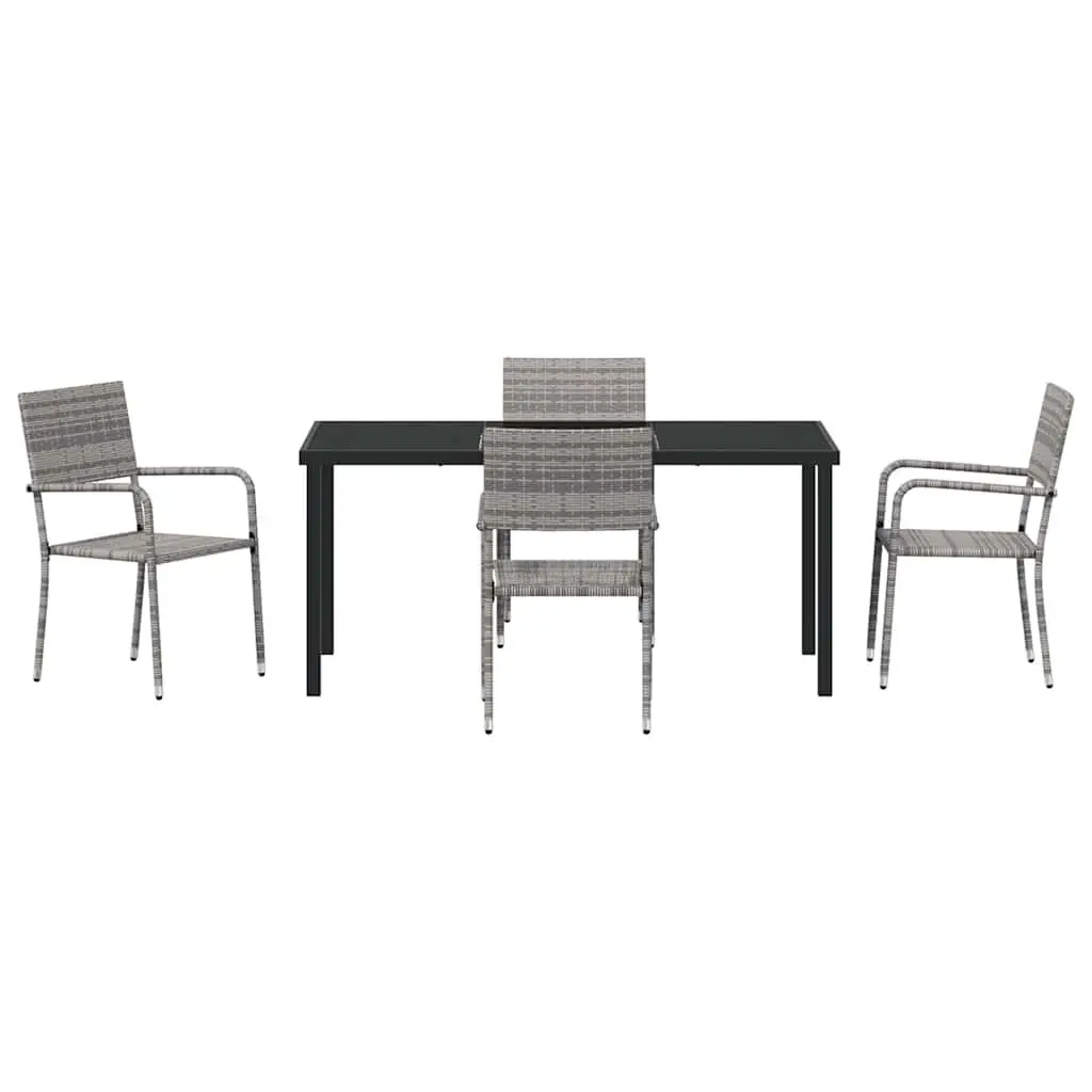 5-Piece Grey Outdoor Dining Set with Durable Poly Rattan