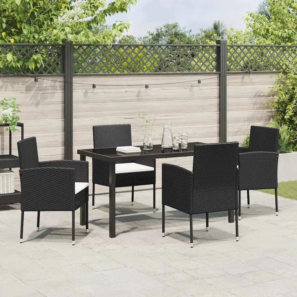 5-Piece Garden Dining Set with Glass Top for Patio