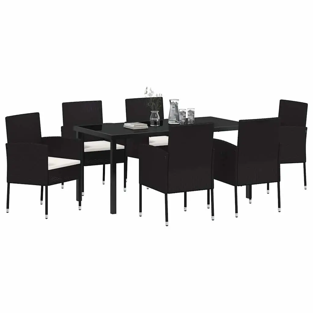 7 Piece Garden Dining Set with Rattan Chairs