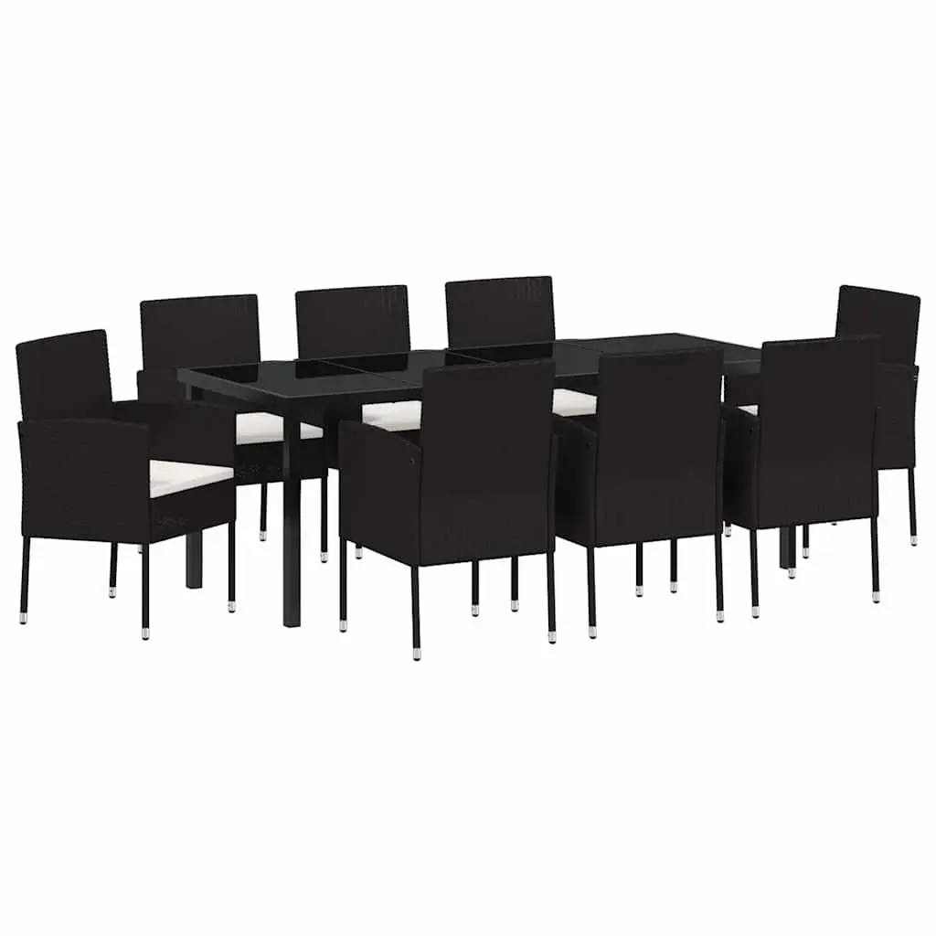 9-Piece Garden Dining Set with Tempered Glass