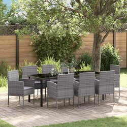 Stylish 9-Piece Garden Dining Set with Glass Top