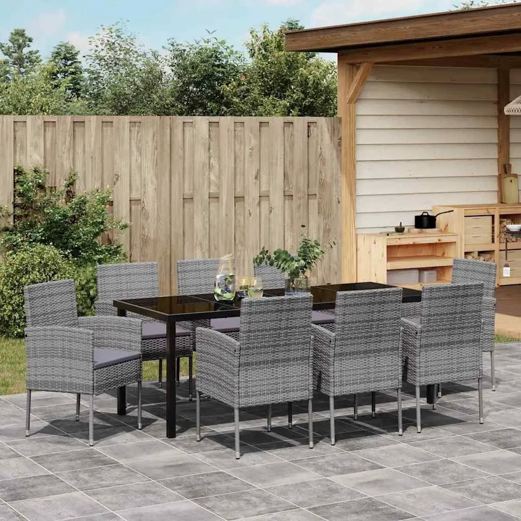 9-Piece Garden Dining Set with Glass Top
