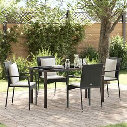 Stylish 5 Piece Outdoor Dining Set with Glass Top