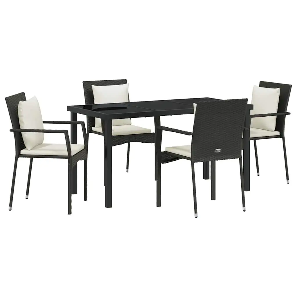 5 Piece Outdoor Dining Set with Glass Top