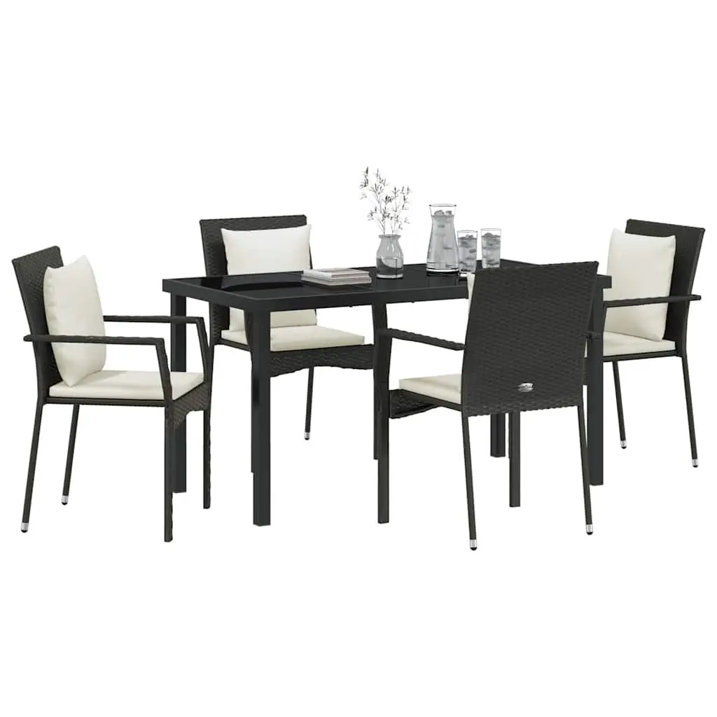 5 Piece Outdoor Dining Set with Glass Top