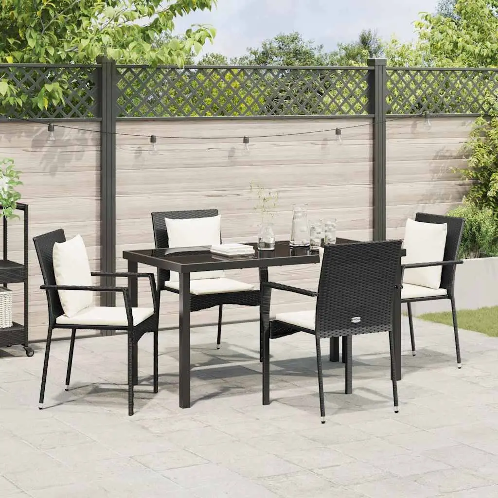 5 Piece Outdoor Dining Set with Glass Top