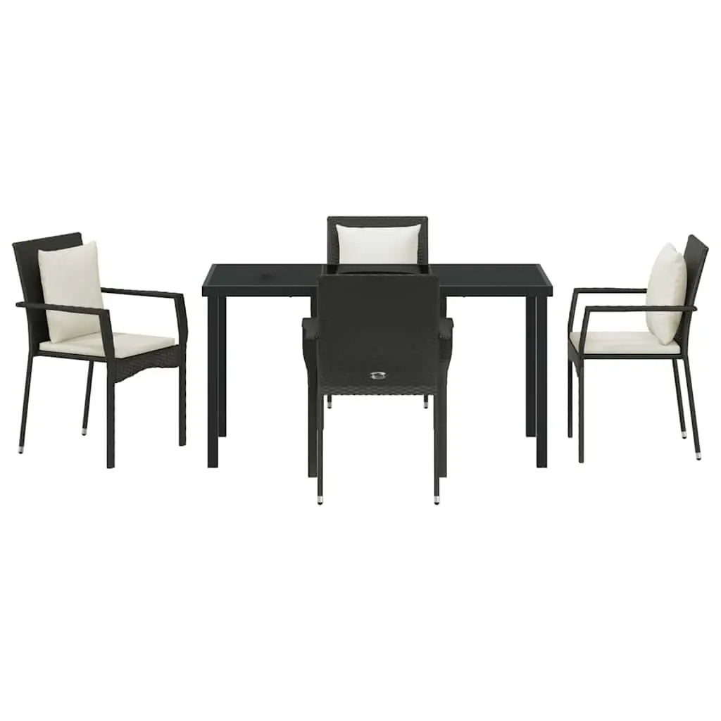 5 Piece Outdoor Dining Set with Glass Top