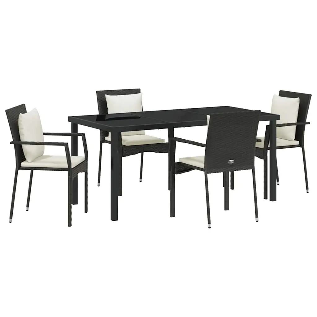 Black Garden Dining Set with Cushions