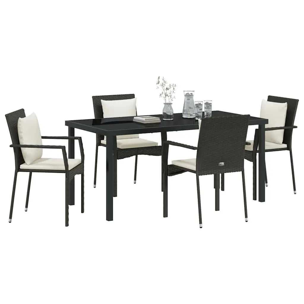 Black Garden Dining Set with Cushions