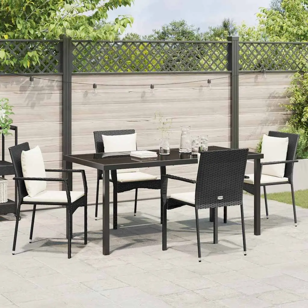 Black Garden Dining Set with Cushions