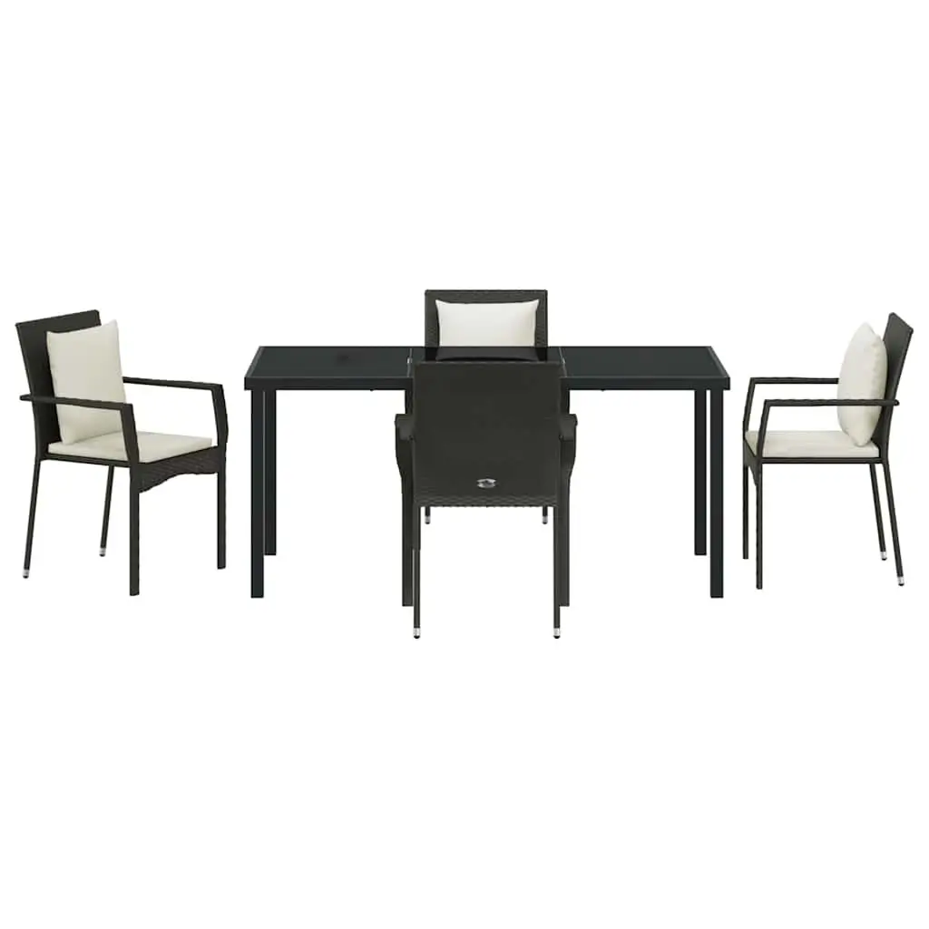 Black Garden Dining Set with Cushions