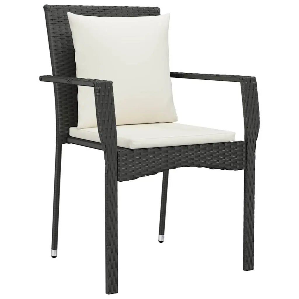 9 Piece Black Outdoor Dining Set with Rattan Chairs