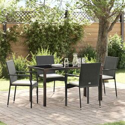 5-Piece Garden Dining Set with Tempered Glass Table