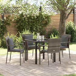 Stylish 5-Piece Grey Poly Rattan Outdoor Dining Set