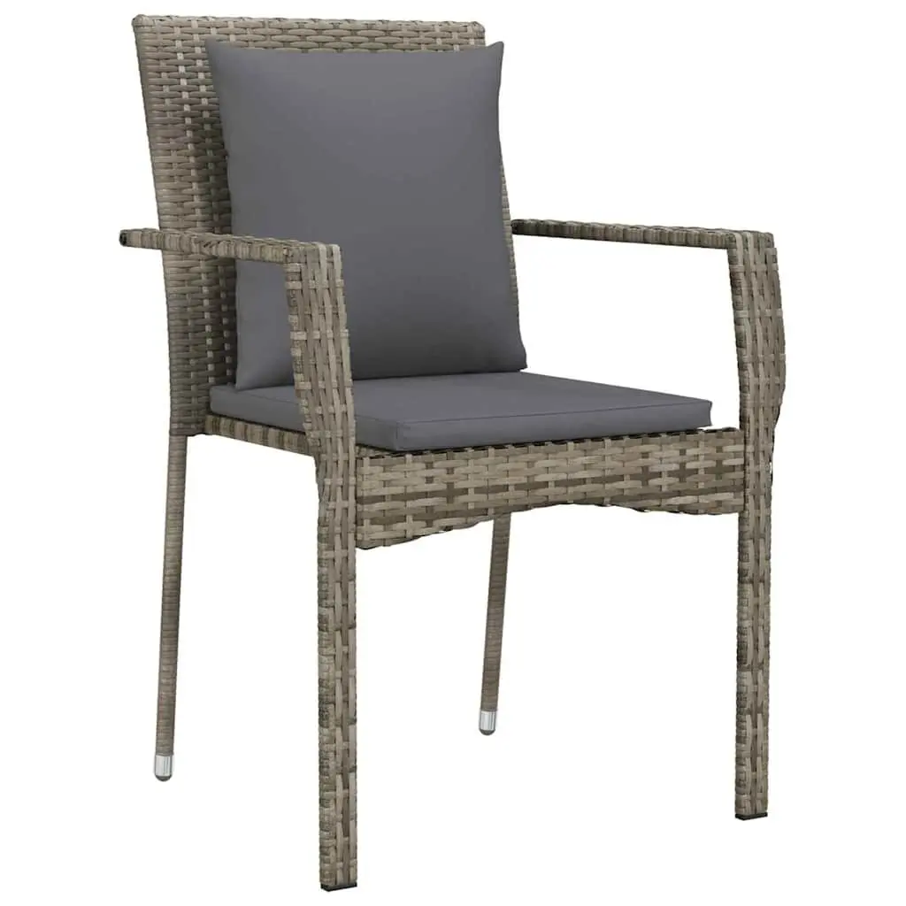 5-Piece Grey Poly Rattan Outdoor Dining Set
