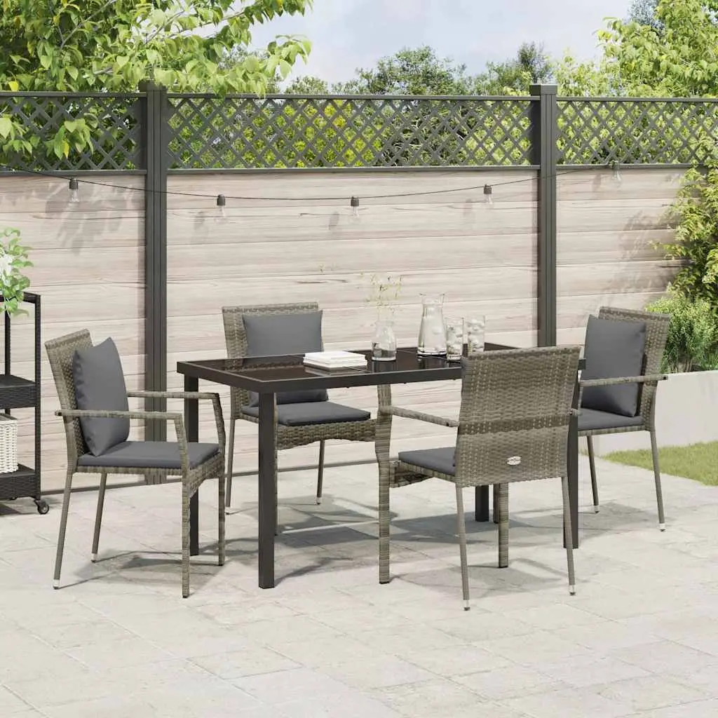 5-Piece Garden Dining Set with Tempered Glass