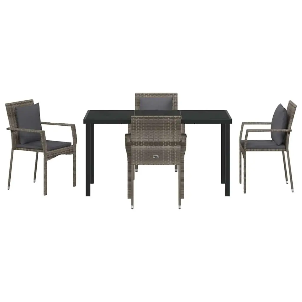 5-Piece Garden Dining Set with Tempered Glass
