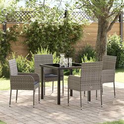 Durable 5 Piece Grey Poly Rattan Garden Dining Set