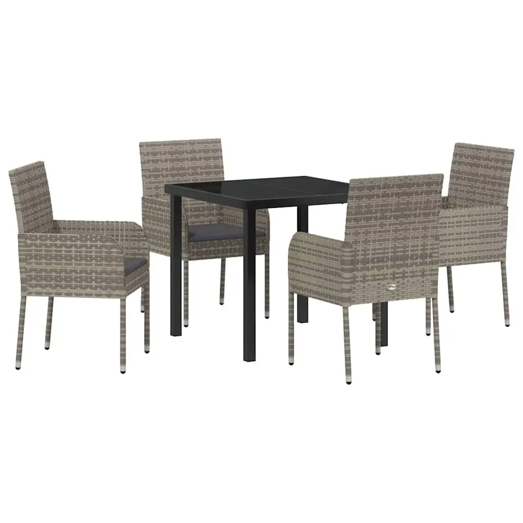 5 Piece Grey Poly Rattan Garden Dining Set