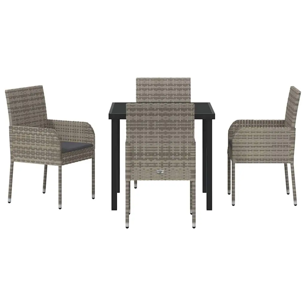 5 Piece Grey Poly Rattan Garden Dining Set
