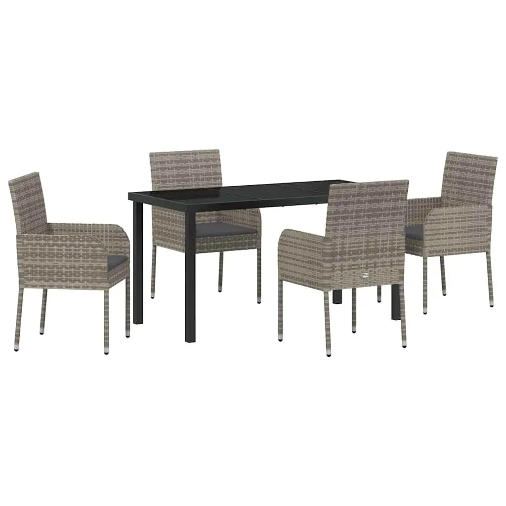 5-Piece Garden Dining Set with Cushions in Grey