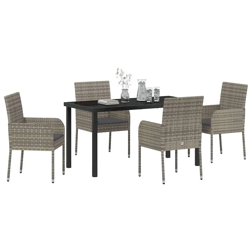 5-Piece Garden Dining Set with Cushions in Grey