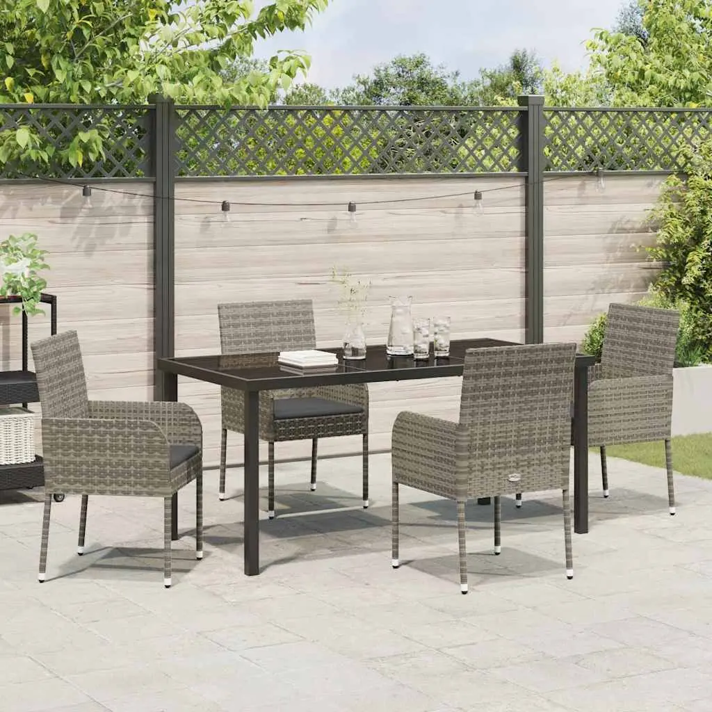 5-Piece Garden Dining Set with Cushions in Grey