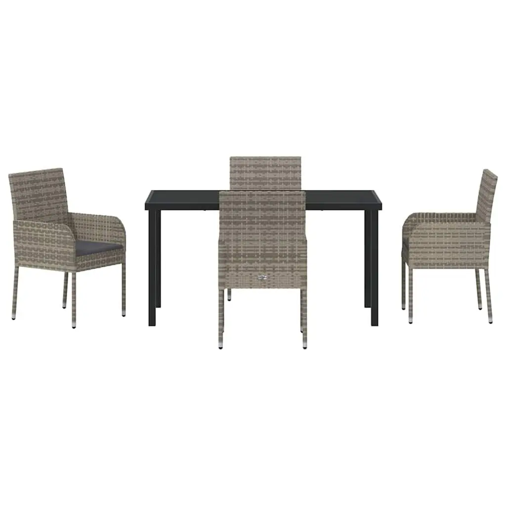5-Piece Garden Dining Set with Cushions in Grey