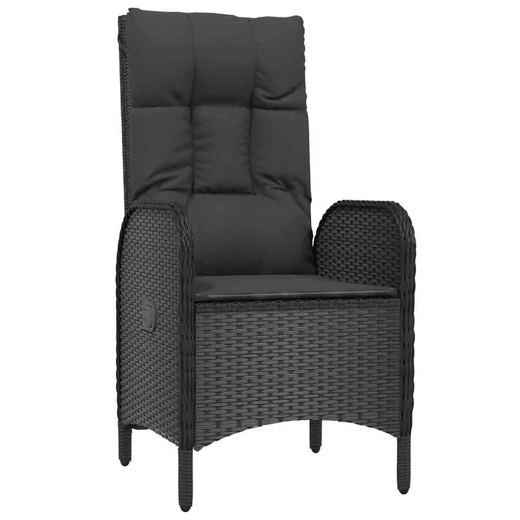 5-Piece Black Poly Rattan Garden Dining Set
