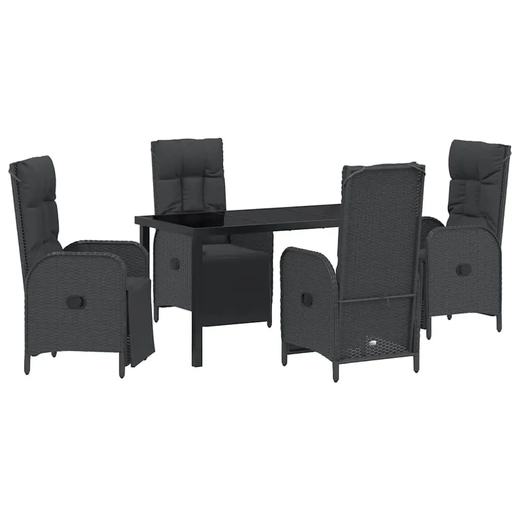 Garden Dining Set Poly Rattan 5 Pieces Outdoor Furniture Black