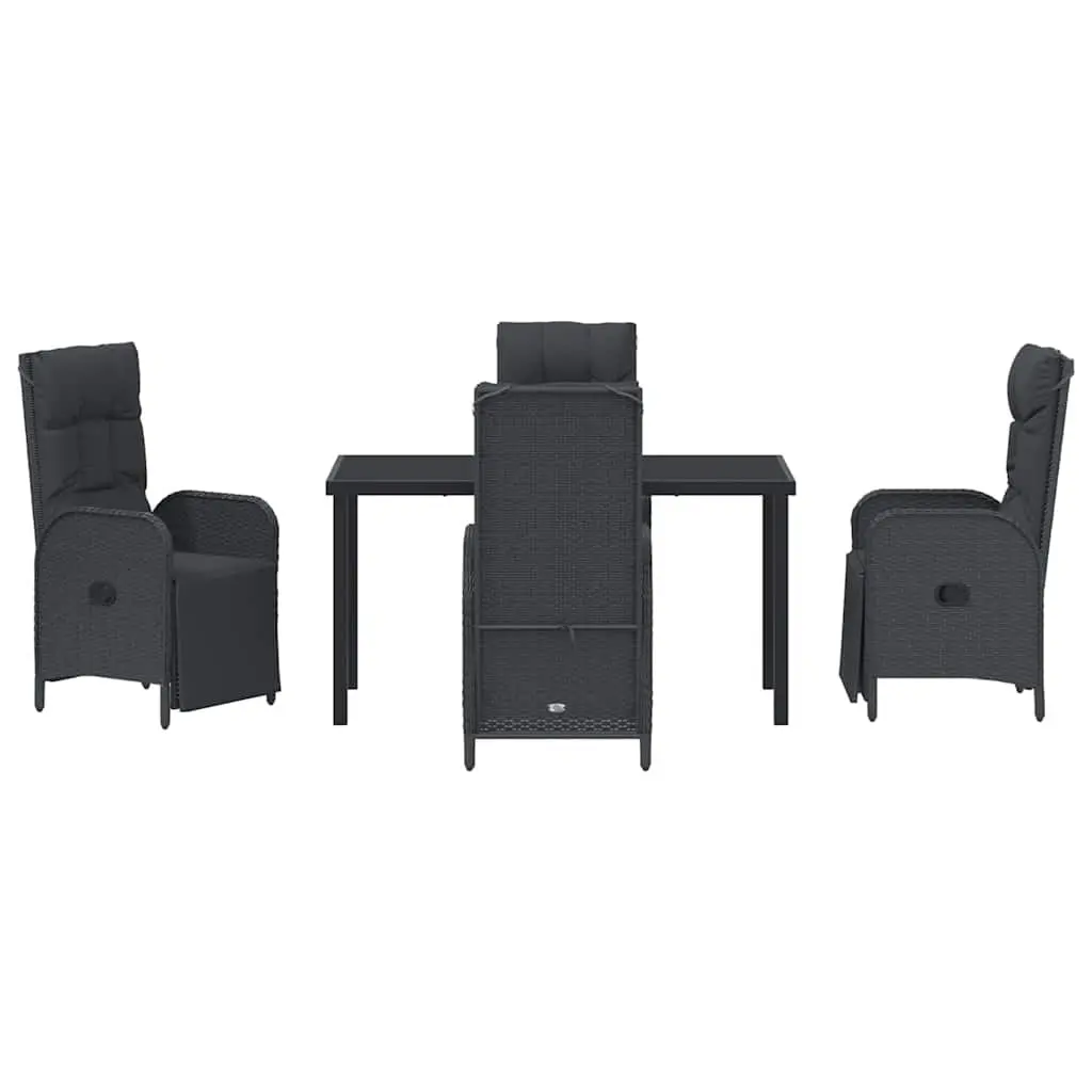 Garden Dining Set Poly Rattan 5 Pieces Outdoor Furniture Black