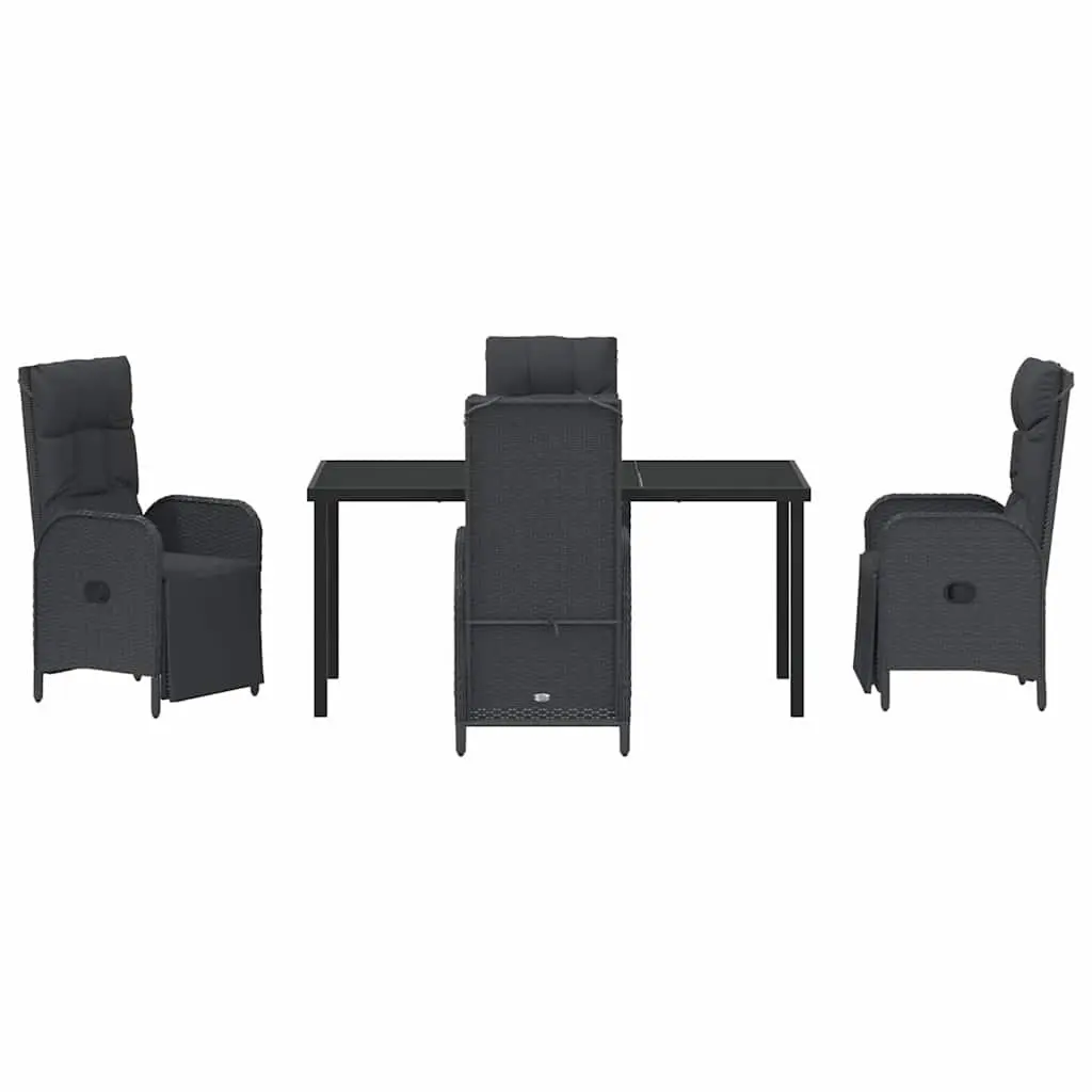 Garden Dining Set Poly Rattan 5 Pieces Outdoor Furniture Black