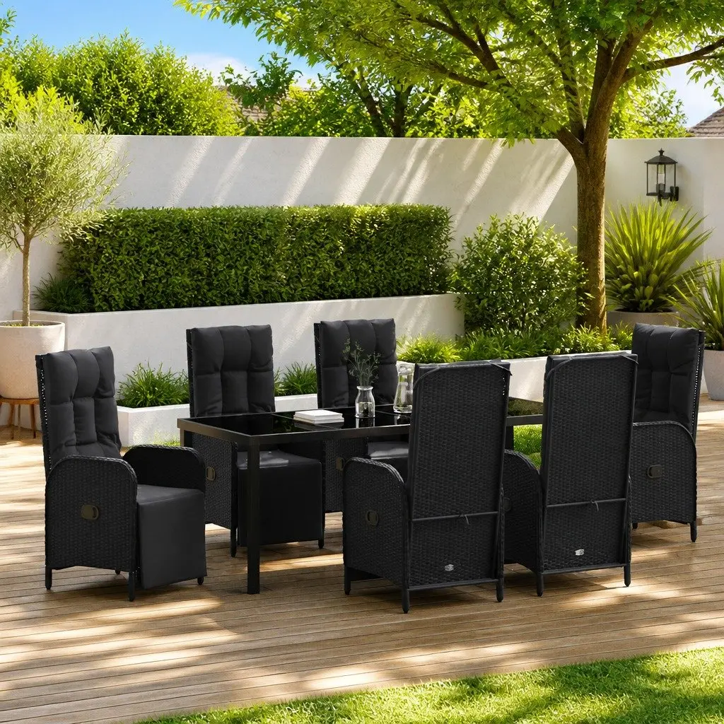 7-Piece Garden Dining Set with Glass Tabletop