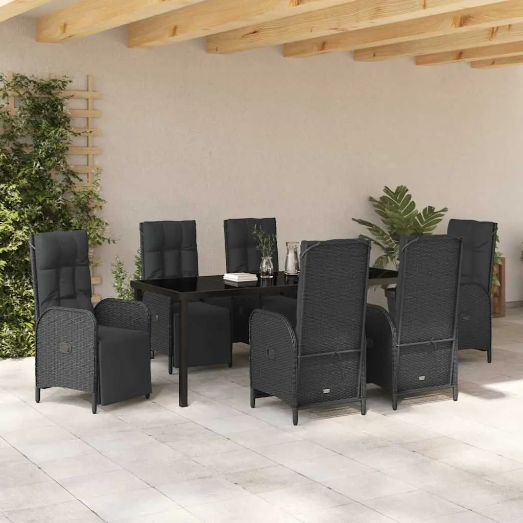 7-Piece Garden Dining Set with Glass Tabletop