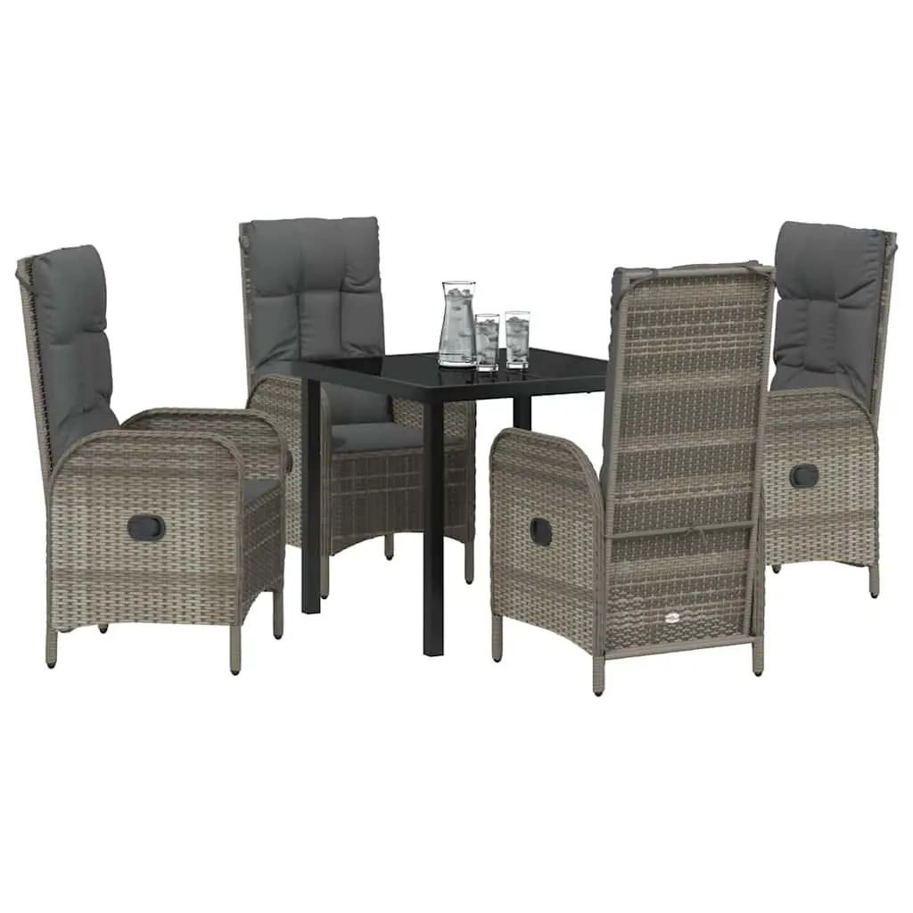 Garden Dining Set Poly Rattan 5 Pieces Grey
